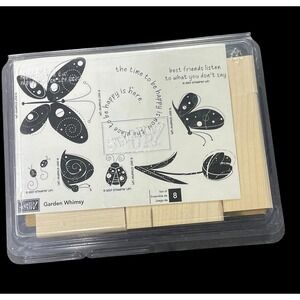Stampin' Up Garden Whimsy Rubber Stamp Set 8-Piece Wood Mount